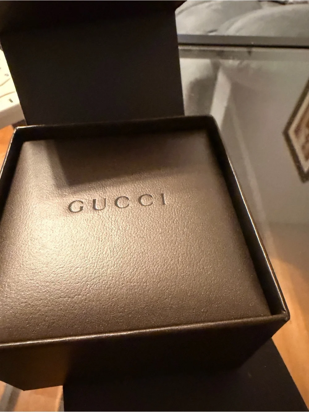 Gucci Silver-Tone Open Square Ring size 4.5